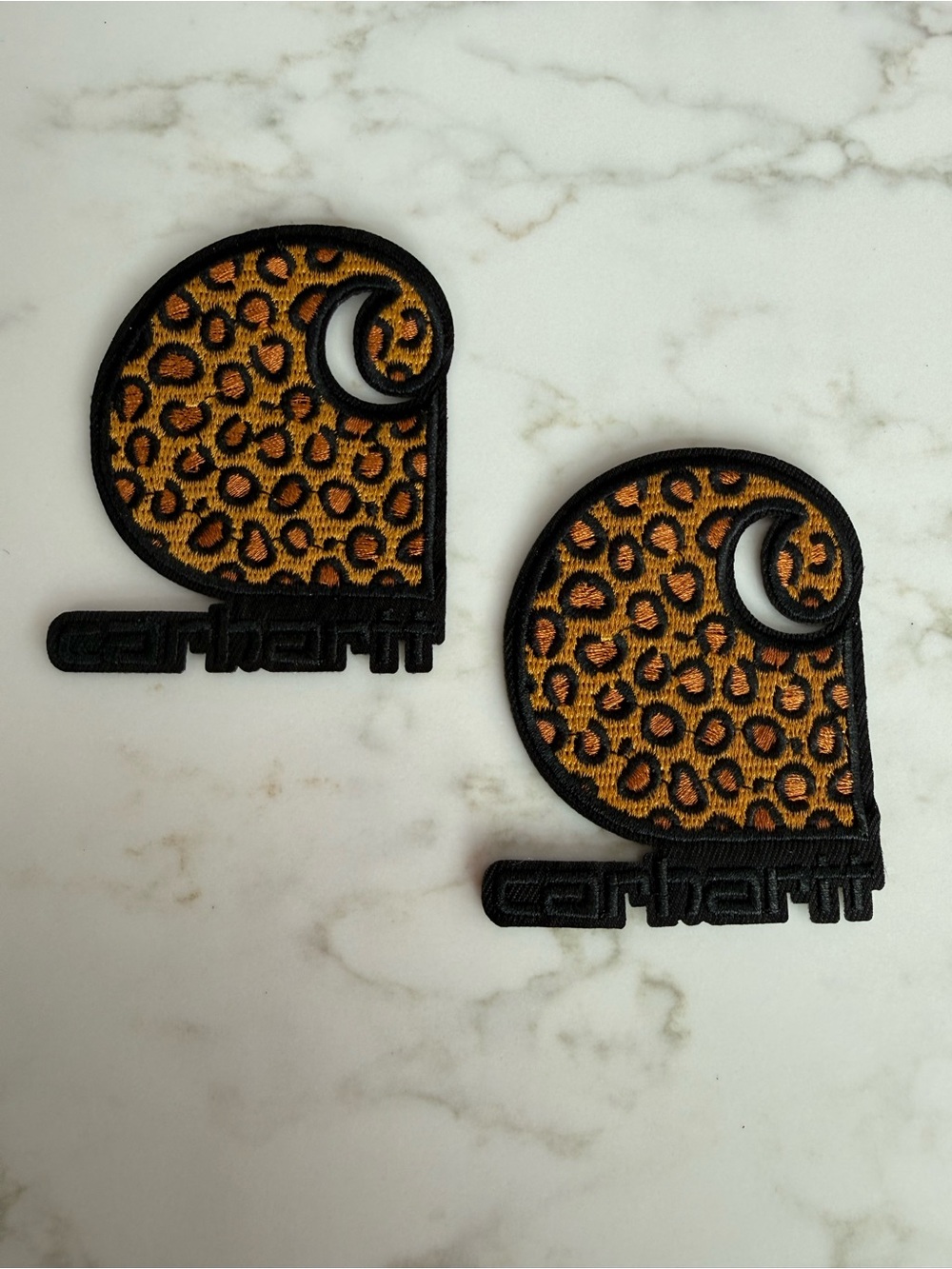 Hand Crafted Leopard Logo Iron-On Patches Black & Brown